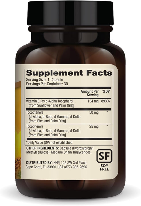 Dr. Mercola Vitamin E - Supports Healthy Skin & Antioxidant Status - Tocopherols and Tocotrienols Blend - Non-GMO, Gluten-Free & Soy-Free - 30 Cap...