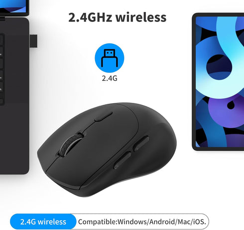 BQSS Wireless Mouse Computer Mouse with USB Receiver 2.4G PC Mouse for Laptop Macbook Mouse Durable Chromebook Mice with Adjustable DPI Black...
