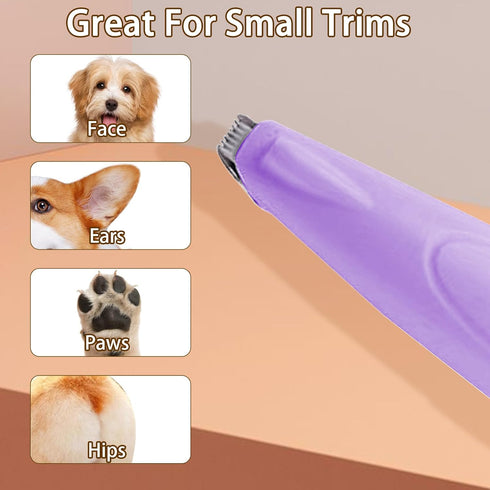 Dog Paw Trimmer with LED Light?Cordless Rechargeable Dog Clippers?Low Noise Dog and Cat Clippers?Pet Grooming Clippers Hair Trimmer...