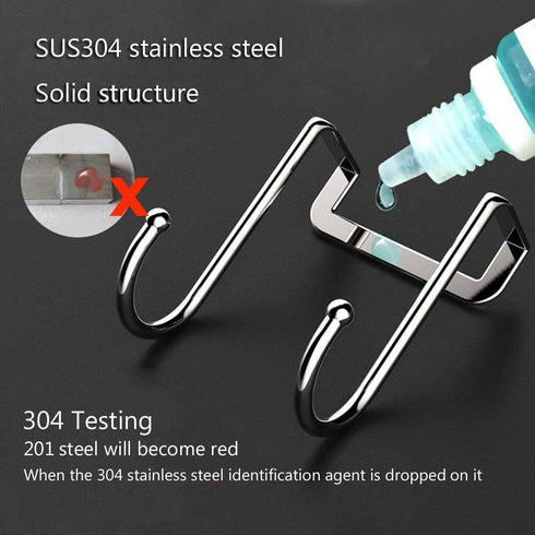 Poeland Over Cabinet Drawer Double Hooks 304 Stainless Steel Narrow Door Hook for Kitchen, Bathroom, Drawer, Wardrobe Door, Cabinet Door, Office C...
