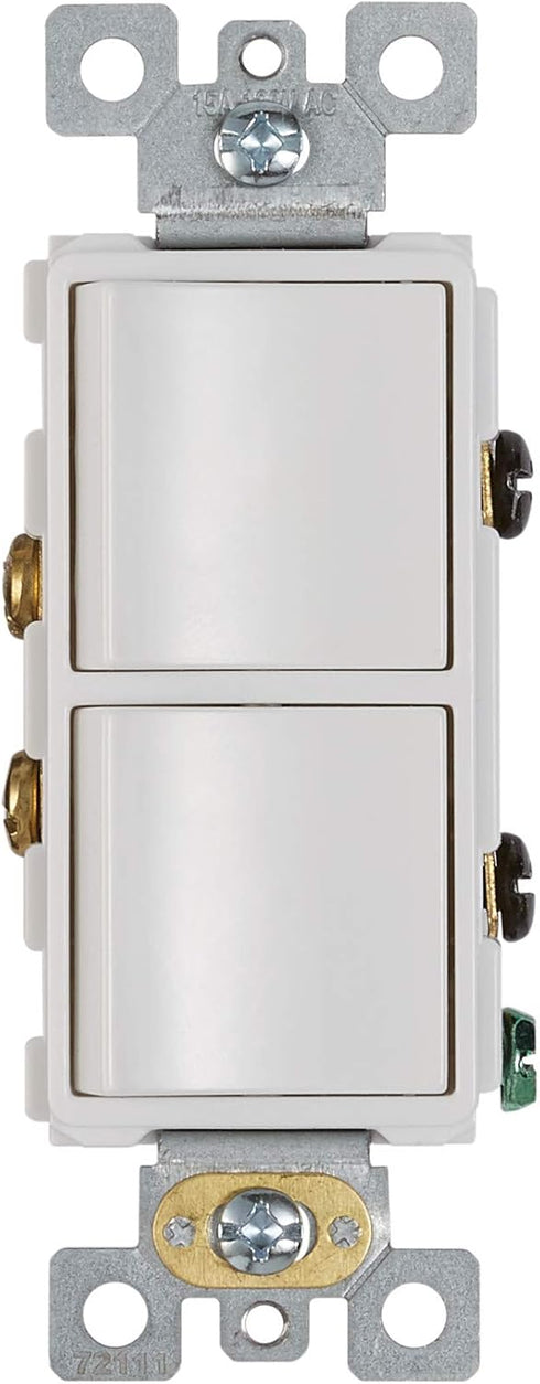 Broan-NuTone P2RW Two-Rocker Wall Control Switch for Bathroom Exhaust Fan, White, 2......