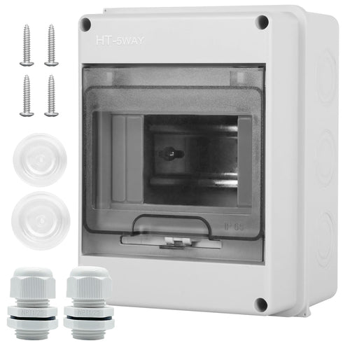 Waterproof Distribution Protection Box, ABS Plastic Breaker Electrical Box and Transparent Cover IP65, for Indoor Outdoor Wall Circuit Breaker (HT...
