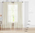 Treatmentex Pom Pom Linen Sheer Curtains for Living Room 63 inches Length Slub Textured Natural Farmhouse Window Sheers Drapes 52" w x 2 Pack, Rod...