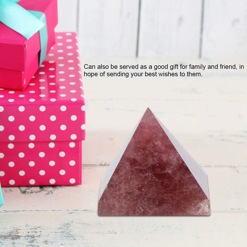 AUNMAS 3cm Quartz Pyramid, Small Strawberry Crystal Love Addition Reiki Stone Energy Tower Figurine for Home Office Decoration Ornament...