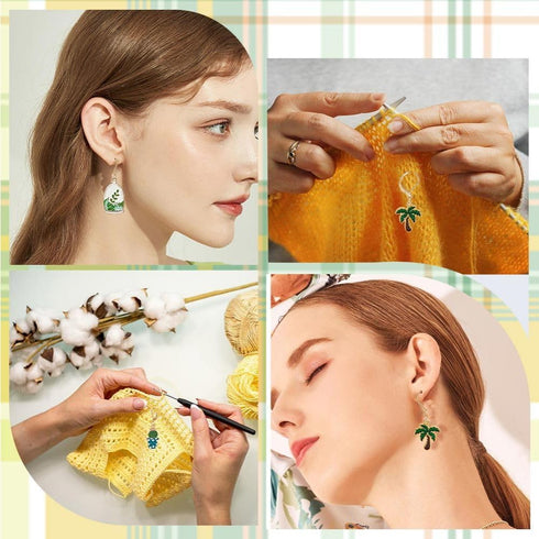 SUNNYCLUE 1 Box 20Pcs Stitch Markers Cute Lobster Clasp Charms Green Plants Cactus Crochet Stitch Marker Removable Knitting Stitch Markers Metal C...