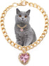Cat Necklace Collar with Heart Rhinestone Pendant, Lightweight Adjustable Shine Diamond Cute Girl Wedding Birthday Party Pet Necklace Costume Acce...
