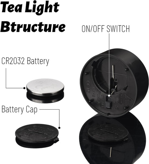 Black Tea Lights Candles Battery Operated, 12 PACK Electric Flameless Votive Candles Long Lasting 200 Hours, LED Flickering Tealight Candle for Ha...