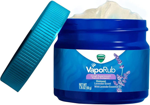 Vicks VapoRub, Lavender Scent, Cough Suppressant, Topical Chest Rub & Analgesic Ointment, Medicated Vapors, Relief from Cough Due to Cold, Aches &...