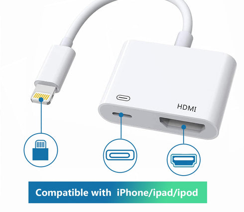 4K HDMI Adapter for iPhone, Apple Digital AV Adapter, 1080P Video & Audio Sync Screen Converter AV Adapter for iPhone, HDMI Converter to TV/Projec...