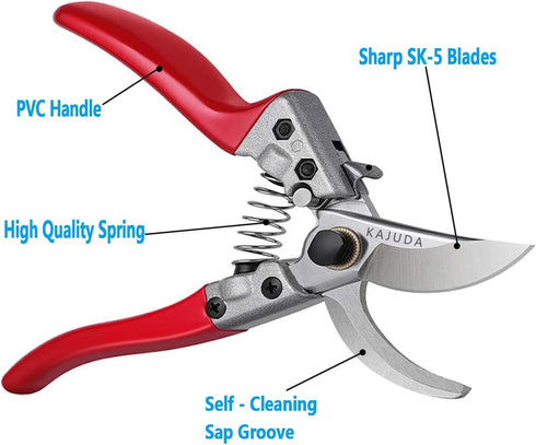 8" Pruning Shears, Professional Bypass Garden Shear Hand Pruners Gardening Shears Clippers for Plants, Flower Cutter Florist Scissors Trimming Sci...
