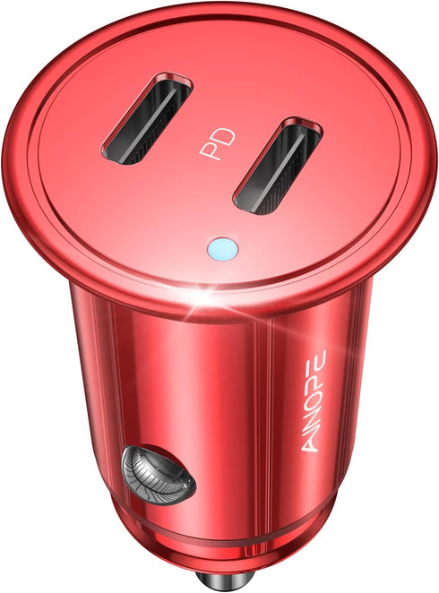 40W Car Charger Adapter, AINOPE Smallest USB C Car Charger Fast Charging, All Metal PD 3.0 Dual Port Car Charger, with LED Light Compatible with i...
