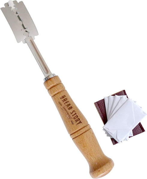 Bread Story Danish Whisk Dough Lame Slashing Tool And Wooden Scraper Tool Used for Pastry Baking Sourdough Starter Kit Set of 3...
