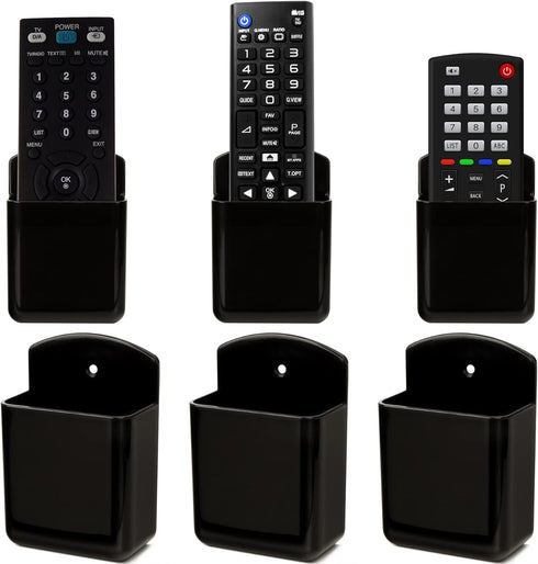 Remote Control Holder Wall Mount 6Pack, Hole-Free Storage Box for Tv Fan Light Air-Conditioner RV Table Small Adhesive Organizer for Bedroom Headb...