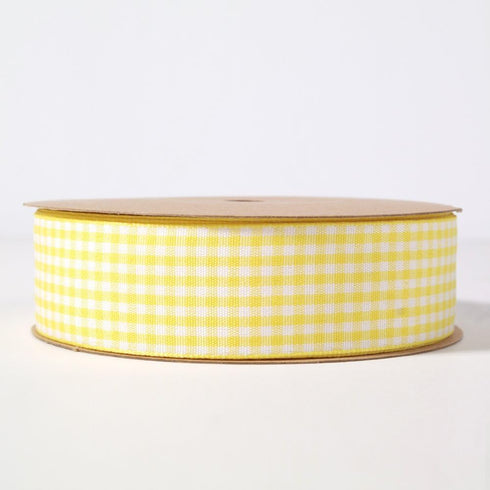 NOYI TRAXD Gingham Ribbon 25 Yard Each Roll 100% Polyester Woven Edge (1-Inch, Yellow)...
