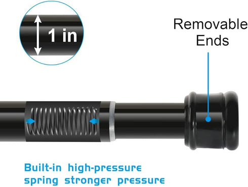 Shower Curtain Rod 28-48 Inch, 1"Diameter Spring Small Adjustable Tension Curtain Rods for Bathroom Windows Closet No Drilling No Rust, Black...