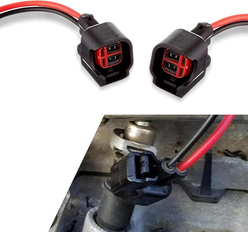 Pack-2 Automotive EV6 EV14 Fuel Injector Connector, Fuel Injector Pigtail Connector Plug Wire, Fuel Injector Connector with Wire, Universal EV6 EV...