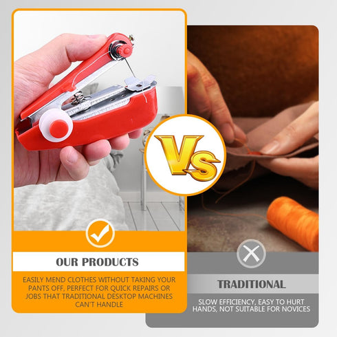Sewing Machine Handheld Mini Stiching Machine Portable Hand Stitching Machine Tiny Single Stitch Sewer for Clothes (Red)......
