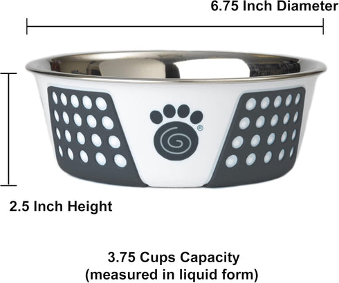PetRageous 15001 Fiji Stainless Steel Non-Slip Dishwasher Safe Dog Bowl 3.75-Cup Capacity 6.75-inch Diameter 2.5-inch Tall for Medium and Large Do...