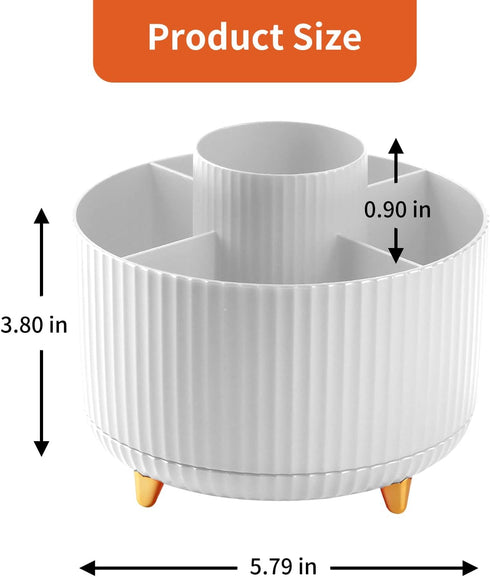 Desk Pencil Pen Holder, 5 Slots 360°Degree Rotating Pencil Pen Organizers for Desk, Desktop Storage Stationery Supplies Organizer, Cute Pencil Cup...
