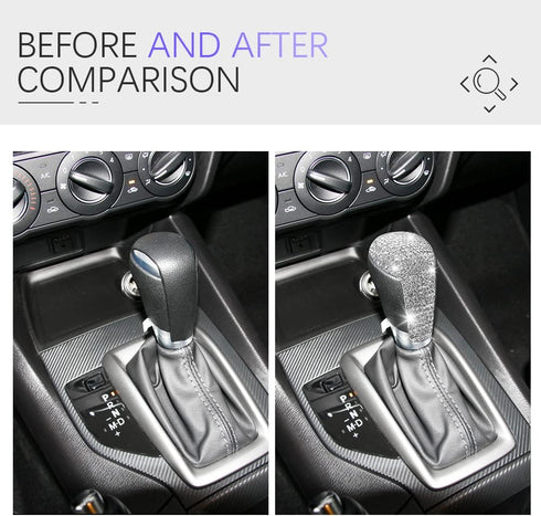 Bling Sparkly Gear Shift Knob Cover Bling Handle Cover Decorative Sticker Compatible with Mazda Accessories 2 3 6 CX3 CX5 CX8 CX9 Axela 2014-2019 ...