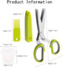 Herb Scissors and Food Containers Set Stainless Steel 5 Blade Cover kitchen Shears for Onion Cilantro Lettuce- 2pcs Containers Keep Fresh...