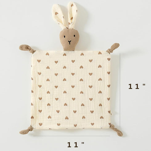 Lovey Blanket for Boys and Girls, Organic Cotton Muslin Security Blanket for Babies, Soft Breathable Lovie Soothing Towel for Newborn and Infant (...