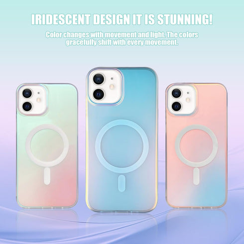 Tuokiou for Magnetic iPhone 11 Case, Compatible with Magsafe, Holographic Iridescent Unique Shockproof Translucent Matte Aesthetic Phone Case with...