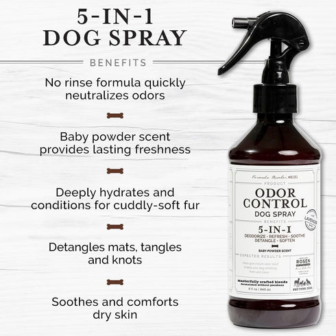 5-in-1 Odor Control Dog Spray, 240ml/8 fl oz, Spray for Dogs with Odor Issues, Oatmeal, Lavender and Tea Tree Oil, Detangles Fur...