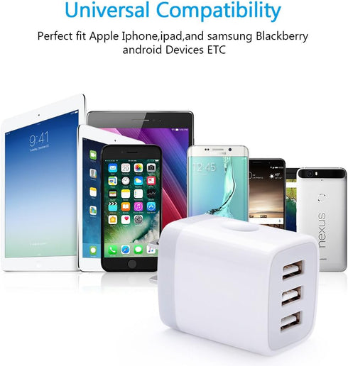 USB Wall Charger, Hootek 2Pack Wall Plug 3-Port USB Charging Station 3.1A Power Adapter Multi Port Quick Charger Block Cube for iPhone 15 14 13 12...