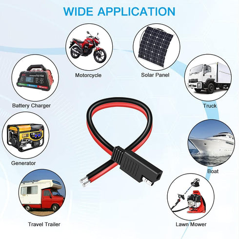 ELECTOP SAE Connector Extension Cable, SAE Quick Connector Disconnect Plug SAE Power Automotive Extension Cable Solar Panel Cable Wire(2 Pack)...