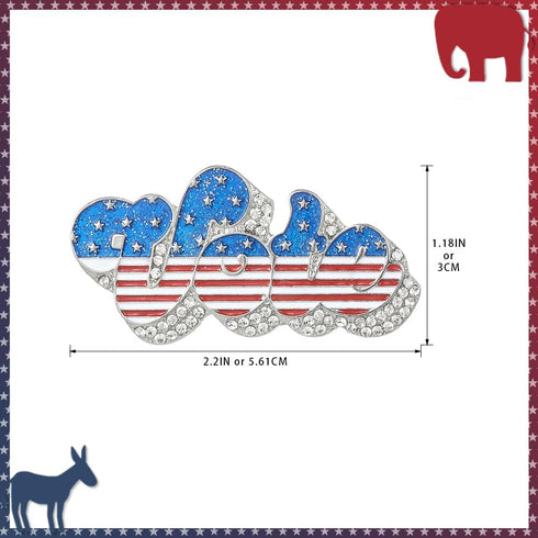 Madison Tyler Americana Brooches Pins | Silver Plated Brooch for Women | Fashion Vote Letter Brooch Pins for Women | 2024 Presidential Election Co...