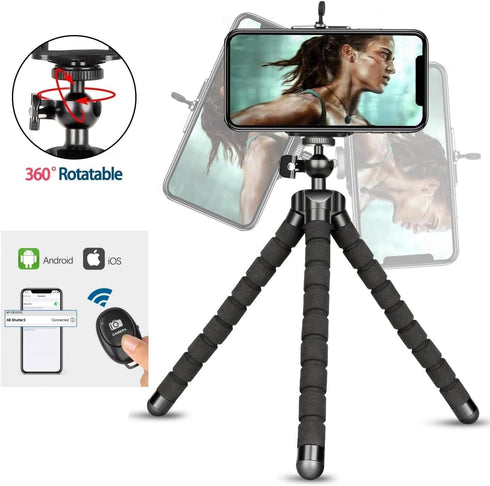 Phone Tripod, Portable Flexible Tripod for iPhone Android Cell Phone with Remote and Universal Clip, Small Tripode iPhone Stand Camera Holder for ...