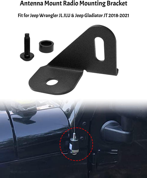 Antenna Mount Driver's Side Mount Bracket, Front Driver Near Hood Side Mount Bracket Holder Fit for Jeep Wrangler Gladiator JL JLU JT 2018 2019 20...