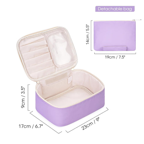 Narwey Travel Makeup Bag Large Cosmetic Bag Make up Case Organizer for Women (Light Purple)...
