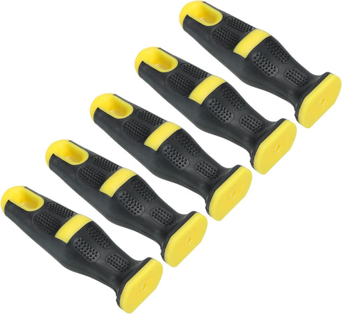 PATIKIL 4.5 Inch Plastic File Handle, 5 Pack File Cutting Tool File Handle Replacement Accessories for 0.22" Diameter File, Black Yellow...