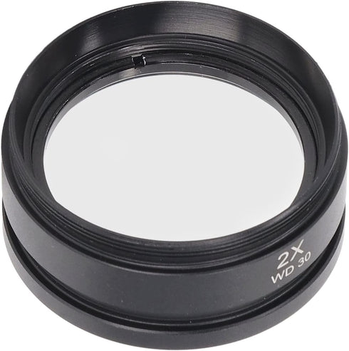 2X Auxiliary Objective Lens Aluminium Alloy WD30 2X Barlow Lens Microscope Part Accessory for Stereo Microscope WD30...