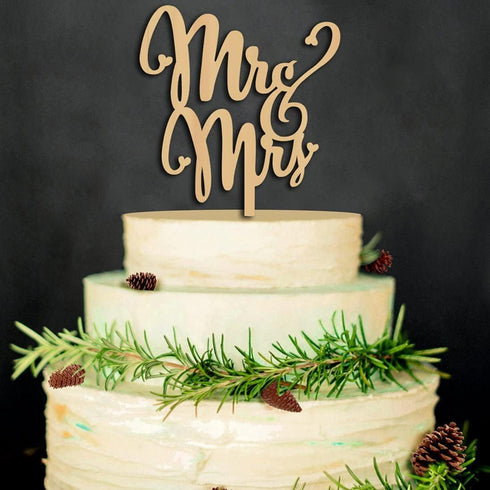 Mr and Mrs Cake Toppers Rustic Wood Wedding Aniversary Party Engagement Decoration...