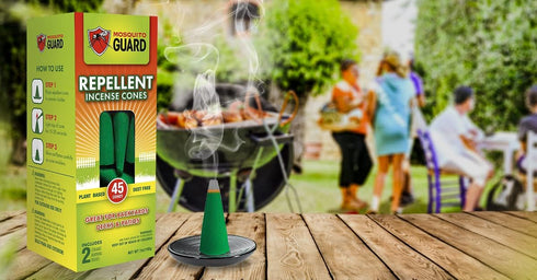 Mosquito Guard 45pcs Mosquito Repellent Incense Cone with 2 Ceramic Dishes - Mosquito Repellent for Patio – No Deet Plant Based Mosquito Repellent...