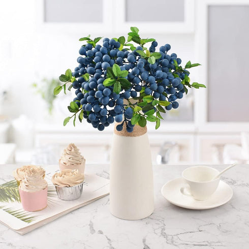 HUIANER Artificial Berries, 4pcs Artificial Blueberry with Stems Christmas Lifelike Fruits Fake Blueberries Simulation Flowers for Valentine's Day...