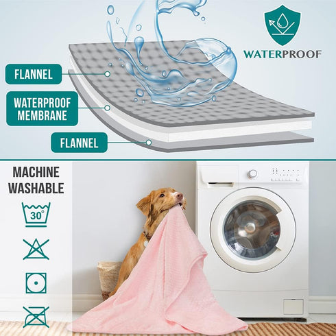 PetAmi Waterproof Dog Blanket, Leakproof Puppy Blanket for Small Medium Dogs, Furniture Sofa Couch Cover Protector, Fleece Pet Throw for Indoor Ca...