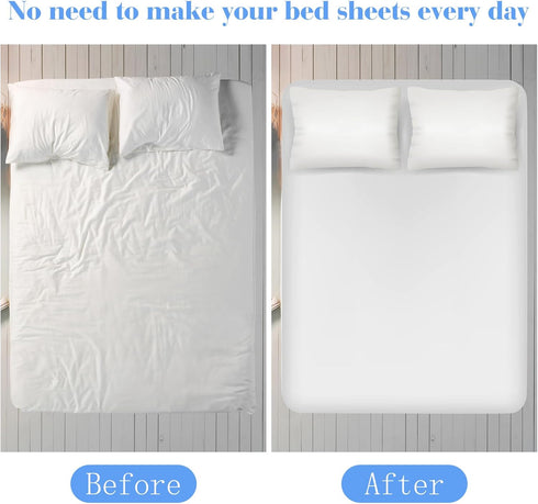 Morcheiong 2 Pack Bed Sheet Fasteners Straps Adjustable Bed Sheet Holder Bands with Sheet Clips for Bedding Stays Bedsheet Tie Downs - White...