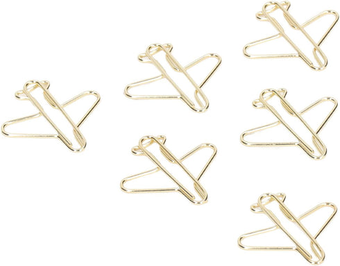 Airplane Shaped Paper Clips, Pack of 100 Portable Anti Rust Electroplating Gold Cute Metal Plane Shaped Bookmark Clips Creative Plane Paper Clips ...