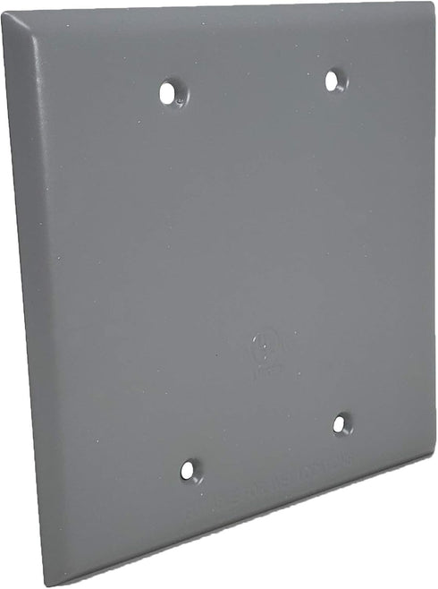 Sealproof 2-Gang Metallic Blank Weatherproof Outlet Cover, UL Listed, Gray...