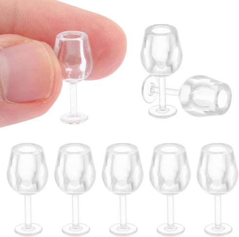 NUOBESTY 10Pcs 1: 12 Dollhouse Cocktail Glasses Wine Glasses Mini Beer Cups Miniature Drinking Water Cups Model for Dollhouse Food Kitchen Accesso...