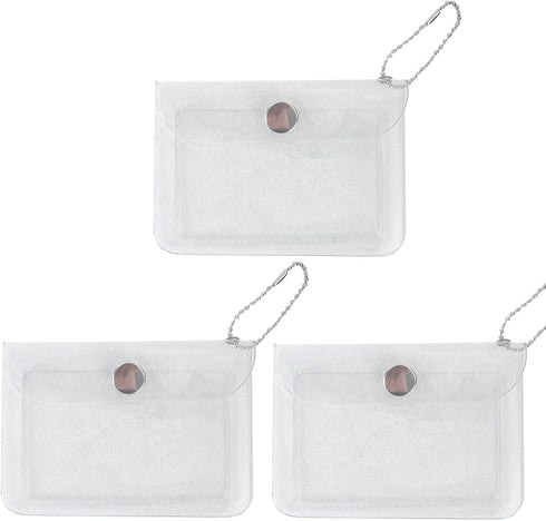 3 Pcs Transparent Card Holder Keychain Wallet Small Coin Purse Mini Change Pouch Waterproof Card Case for Women Girls (Glitter Clear)...
