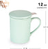 Pinky Up Annette Ceramic Tea Mug and Loose Leaf Tea Infuser, Loose Leaf Tea Accessories, Tea Tumbler Cup, Mint, 12 oz...