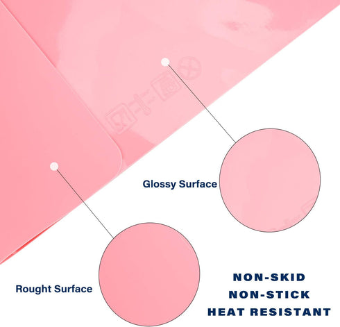 Gartful Makeup Mat for Vanity, 23.6"x15.7" Pink Silicone Mat, X-Large Silicone Sheet for Crafts, Art, Resin Epoxy, Jewelry Casting Molds, Reusable...
