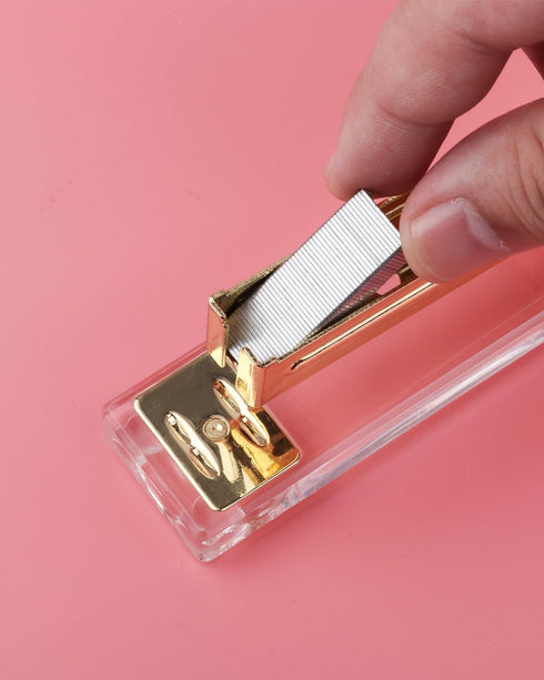 Clear Acrylic Stapler, Desktop Stapler, Office Stapler, Elegant Modern Desk Accessory for The Desk at Home, Office, or School?Golden?...