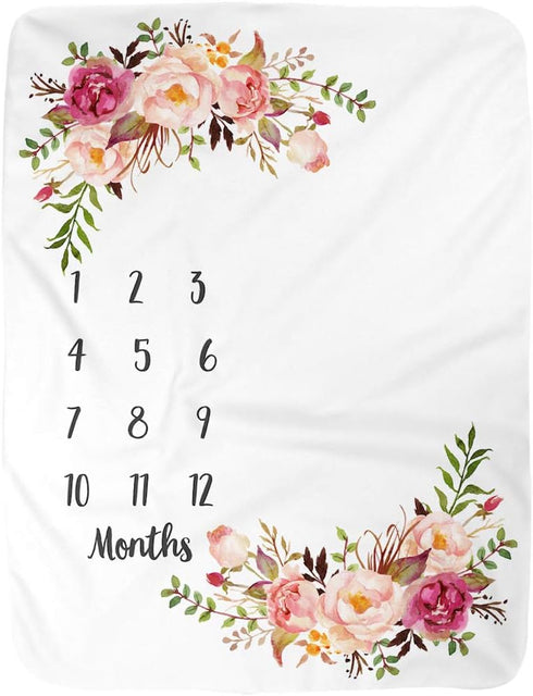 BUTTZO Milestone Blanket - Girl & Boy Baby Blankets, Large, Fleece, Monthly, Shower Gifts...