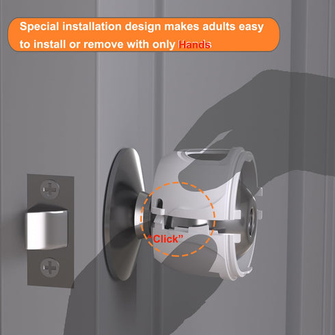 Innovative Door Knob Safety Cover for Kids (4 Pack) New Hidden Holes Covers and Lockable Design Babyproof Door knob Handle Cover - No Screwdriver ...